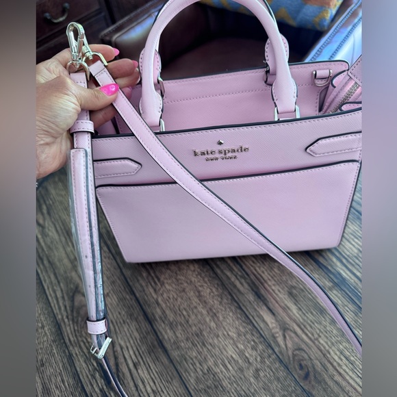 Kate Spade Staci Saffiano Leather Medium Satchel Chalk Pink - Picture 7 of 16